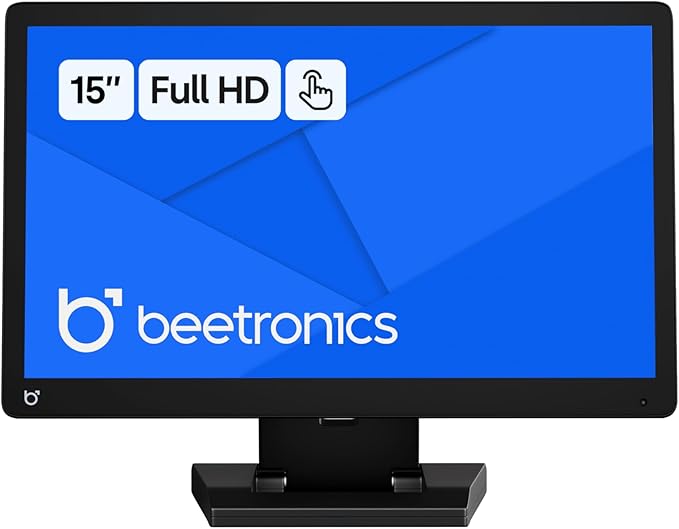 Beetronics 15 Inch Touchscreen Monitor | Full HD 1080p | 15TS7 – Industrial-Grade Professional Grade Multi Touch Display for PC Mac Linux – HDMI DisplayPort USB-C VGA Inputs