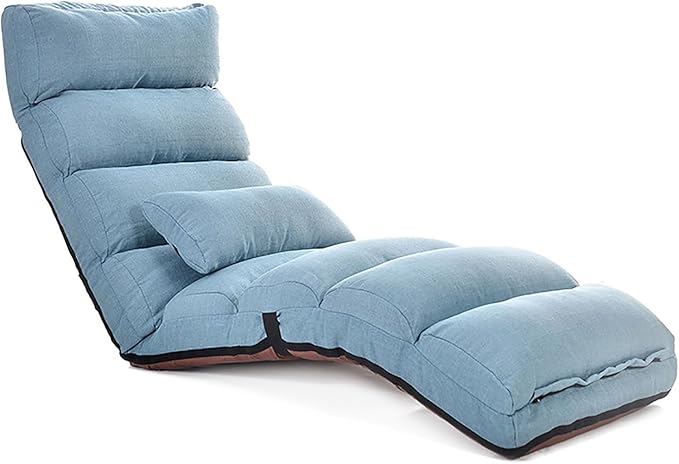 NaKeah Large Floor Chair for Adults Sofa Recliner Chairs Head Back Foot Adjustable Living Room Lounge Chair for Gaming Reading Meditating with PillowB