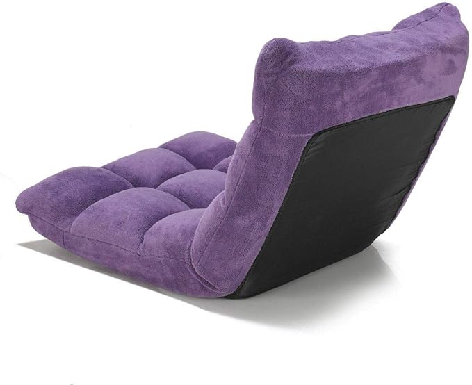 Purple Adjustable 14-Position Folding Floor Chair Gaming Lazy Sofa Chair Cushioned New
