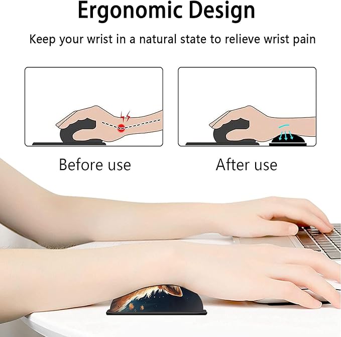 Large Mouse Pad with Mouse Wrist Rest 31.5x11.8 in Extended Mouse Mat with Non-Slip PU Base Ergonomic Memory Foam Wrist Rest for Work &amp Gaming Writing Pad Cute Red Fox Animal Office Desk Pad
