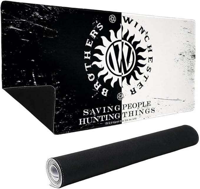 Supernatural Brothers Winchester Large Gaming Mouse Pad Desk Mat with Stitched Edges Non-Slip Base for Gamer Home and Office 31.5 x 15.7