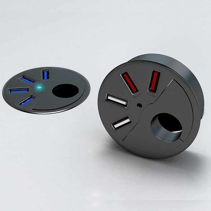 SEDNA - 2.5 Grommet Hole - in Desk - USB 3.1 Gen I 3 Port Hub/BC 1.2 USB Charger with SD Card Reader
