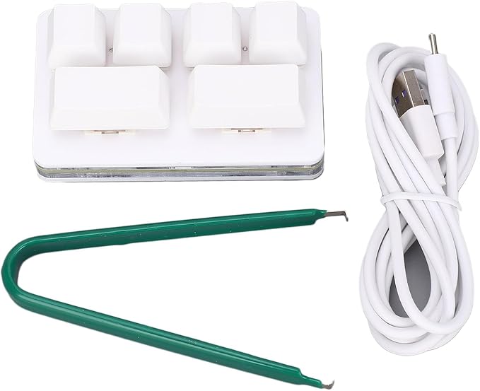 Tissting White 6 Key Gaming Keyboard Programmable Gaming Keyboard Mini USB Keypad Programmable Keyboard One Handed Mechanical Gaming Keypad for Macros or Rhythm Games