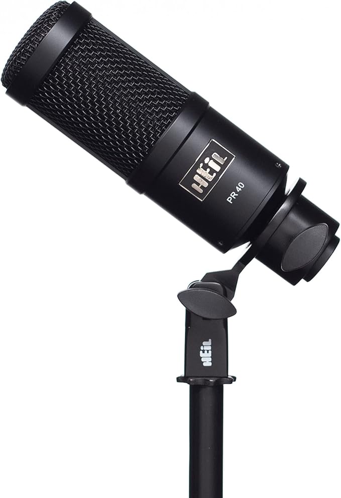 Heil PR 40 Dynamic Microphone for Streaming Podcast Recording and Broadcast XLR Microphone for Live Music Wide Frequency Response Smooth Sound Superior Rear Noise Rejection and Durable - Black