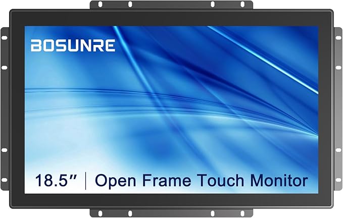 18.5 Inch Multi-Touch Industrial Touch Screen Monitor 1366x768 IP65 Waterproof IK08 Impact-Resistant Display with HD-MI VGA Port Open Frame Touch Monitor 16:9 Black