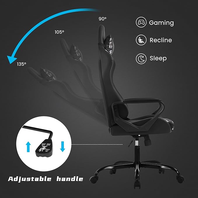Camo Gaming Chair | Ergonomic High Back Desk Chair Racing Style with Lumbar Support Headrest &amp Arms - Heavy Duty Swivel Computer Chair for Office