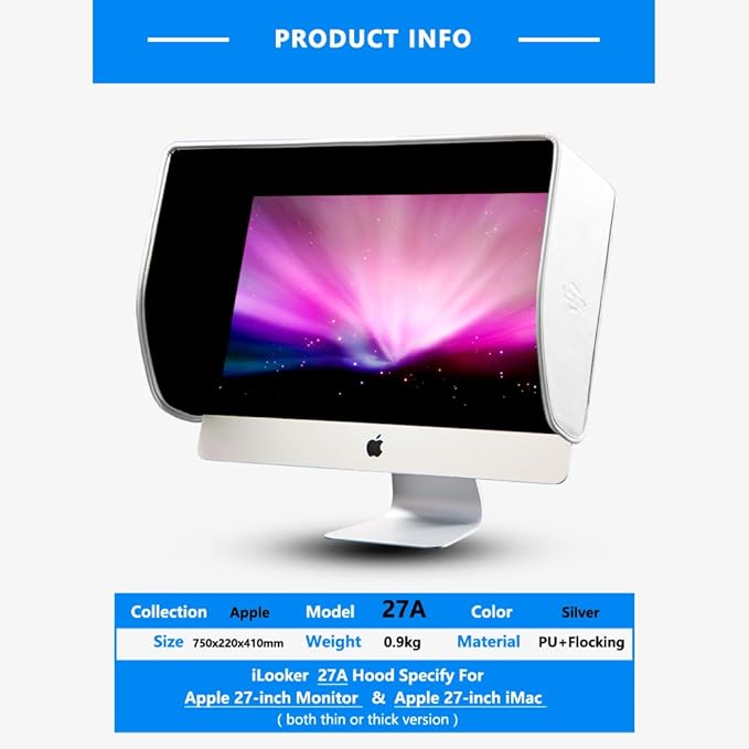 27A Monitor Hood Sunshade Sunhood Compatible for Apple 27 inch iMac and Apple 27 inch Monitor