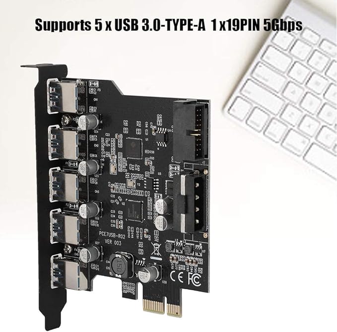 19PIN PCI-E to 5 Port PCI Express USB Hub Converter USB 3.0 Expansion Card Adapter with Driver CD for XP Vista and 7 etc