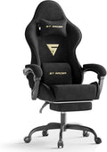 Ferghana Velvet Fabric Ergonomic Gaming Chair with Footrest and Massage High Back Reclining Computer Gamer Chair for Adult Racing Style PC Video Game Chair Suitable for Home Office (Black)