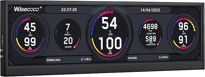 12.6 Inch Secondary Screen FHD IPS Stretched Bar LCD Display 1920X515 Mini HDMI for Laptop Computer Health Speed Windows Aida64 Sub CPU GPU Display (No Touch Monitor)