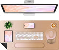 4-in-1 Large Gaming Mouse Pad Keyboard Wrist Rest Pad &amp Wrist Support Mousepad Set Extended Desk Pad Waterproof Desk Mat Protector for Home Office Decor Study Game 35.4×15.7 Inches I Milk Tea Br