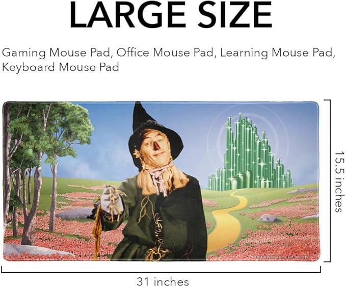 Wizard of Oz Scarecrow Character Large Gaming Mouse Pad Desk Mat with Stitched Edges Non-Slip Base for Gamer Home and Office 31.5 x 15.7