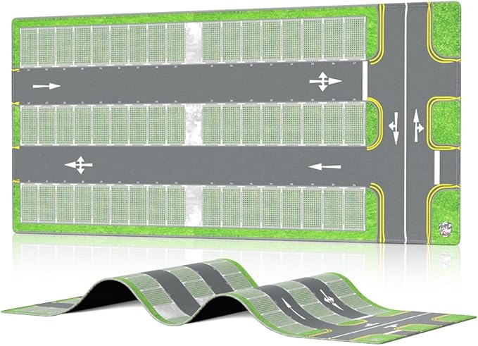 XXL 1/64 Scale Parking Lot Mouse Pad 90x40cm Non-Slip Rollable Desk Mat | Large Diorama Playmat for Hot Wheels Matchbox Mini GT Tarmac Inno64 and Diecast Car Collectors Kids and Gamers