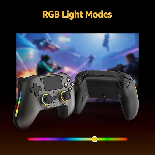IWGAME Wireless Controller for PS-5/PC Gamepad Built-in Mic with 2 Back Buttons Support Remap/Combo Functions Hall Effect Trigger&ampJoysticks Motion Control 3.5mm Headphone Jack Cool RGB Light（