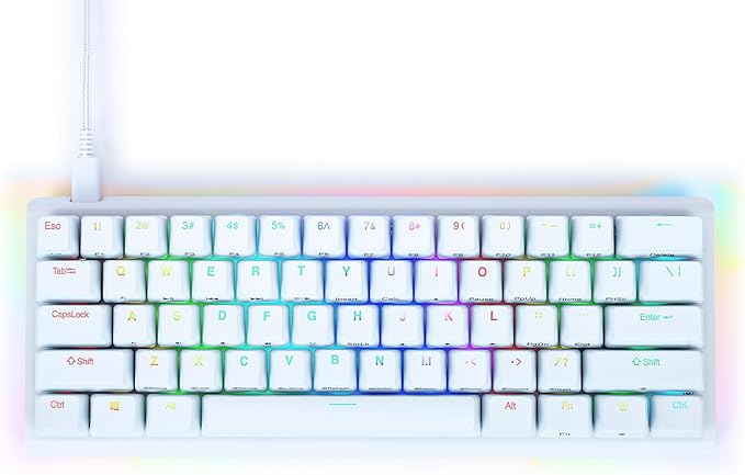 KINESIS Gaming TKO White Mechanical Keyboard | Tactile Brown Switches | 60% Layout | Split Spacebar | Hotswap | White Body