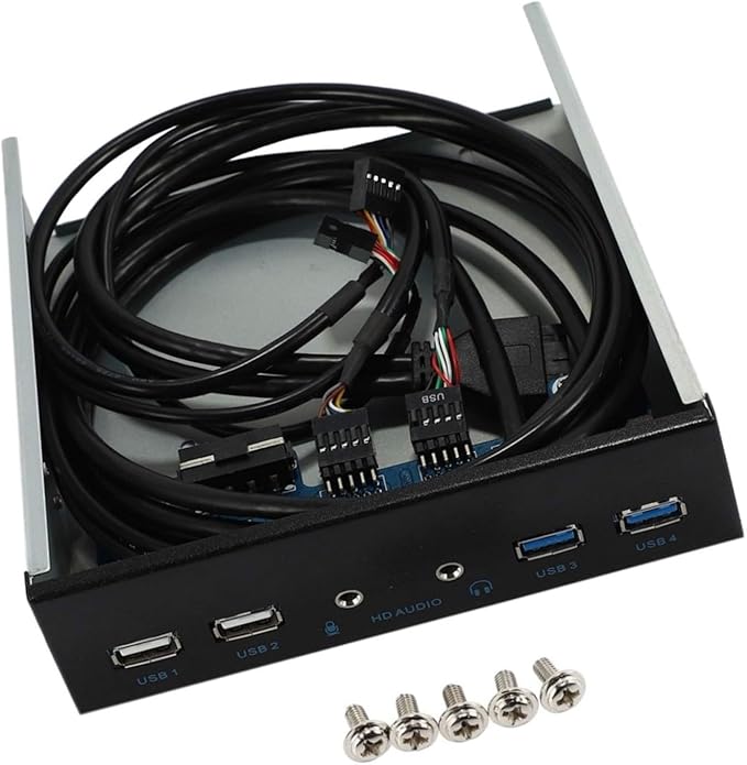 5.25 Inch Desktop PC Case Front Panel USB Hub 2x USB 3.0 2x USB 2.0 Ports HD Audio 20 Pin Connector