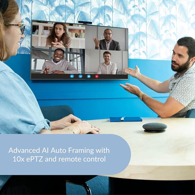 Boom Mezzo 4K AI Auto-Framing Conference Camera 115° Ultra Wide ePTZ Video Bar with Dual Mics USB 3.0 Plug-and-Play Zoom Certified Huddle Room Webcam for Teams/Meet/Zoom