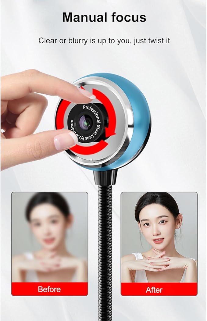 USB Desktop Stand-Up Camera 1080P(2K) 30hz HD Streaming Webcam with Mic 360° Rotation Portable Camera with Wide Angle Lens Suitable for Conference/Call/Web Class/Live Streaming