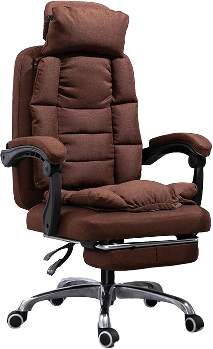 Katzowen Office Computer Chair Black Game Chairs for Adults Recliner Gaming Office Chair Adjustable Headrest High Back Ergonomic Office Chair Pu Leather Swivel Rolling Task ChaiPink (Color : Brown)