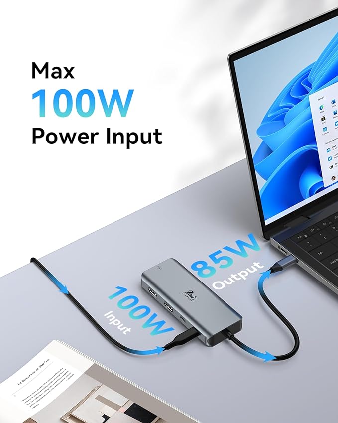 LIONWEI 9 in 1 Laptop Docking Station Dual HDMI 100W PD USB C 3.0 Ethernet Audio/Mic USB C Hub for Dell/Surface/HP/Lenovo Laptops