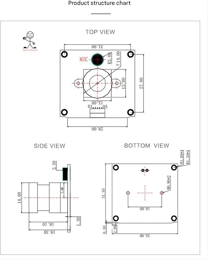 Keenso USB Camera Module1600 * 1200 2MP Autofocus 120° Wide Angle Camera Module for Computer Laptop