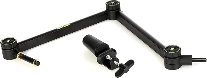 Shure MV7+ Podcast Dynamic Microphone with Articulating Desktop Boom Arm. OBS Certified Enhanced Audio LED Touch Panel USB-C &amp XLR Outputs Auto Level Mode Digital Pop Filter Reverb -Black