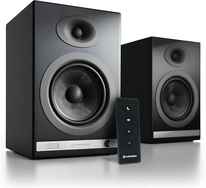 Audioengine HD5 Premium Powered Speakers | 150W Audiophile-Grade Bluetooth 5.0 with aptX HD | Built-in 24-Bit DAC | Real Wood Veneer | Bookshelf Speakers for Home Audio Studios &amp Vinyl