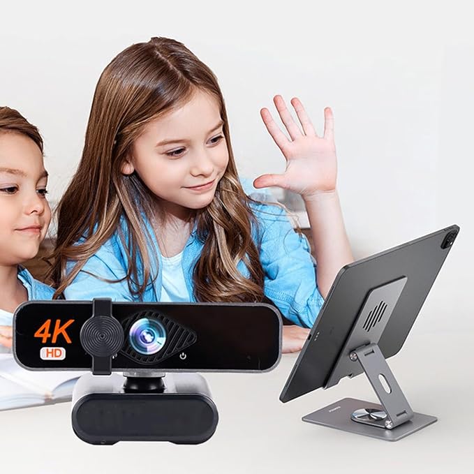 GIZNXBA 4K Webcam with Microphone 120° Wide-Angle Lens Privacy Cover Autofocus Auto Light Correction Smart Auto Beauty USB Webcam Plug and Play for Laptop PC Desktop
