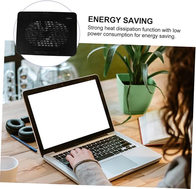 MERRYHAPY Laptop Cooling Pad Dual USB Fans Portable Notebook Cooler Stand for Enhanced Heat Dissipation Black