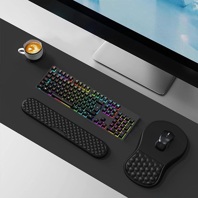 HAOCOO Ergonomic Mouse Pad with Wrist Rest Massage Support Black