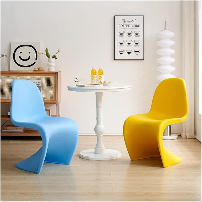Adjustable Office Computer Chair with Armrest Home Dining Chairs Stackable Plastic Backrest Chair(Blue)