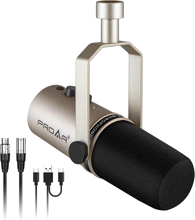 USB/XLR Podcasting Dynamic MicrophoneProfessional USB Gaming Microphone for PC Computer with Noise CancellingMetal XLR Streaming Mic Kit for VocalInstruments RecordingVoice OverYouTube