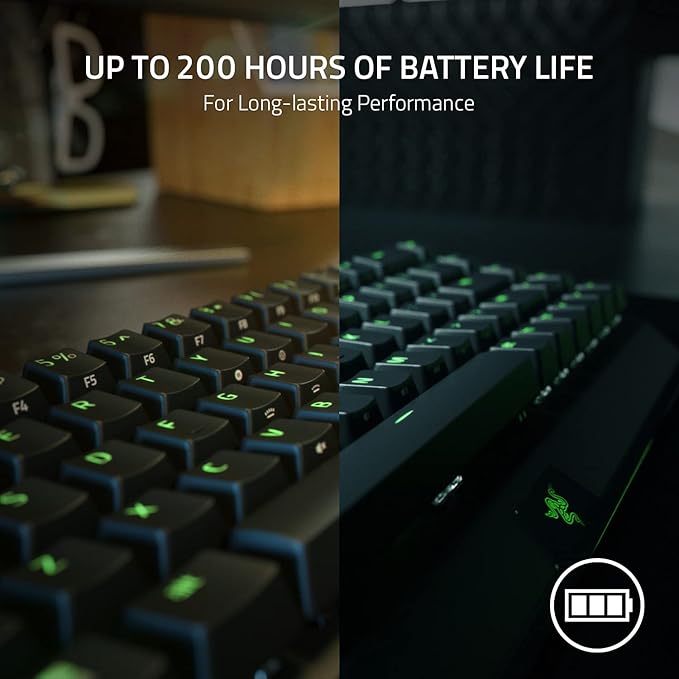Razer BlackWidow V3 Mini HyperSpeed 65% Wireless Mechanical Gaming Keyboard: HyperSpeed Wireless Technology - Green Mechanical Switches- Tactile &amp Clicky - Doubleshot ABS keycaps - 200Hrs Battery