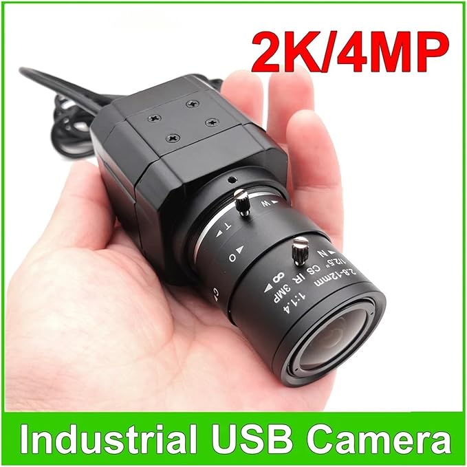 HD 2K Webcam 30fps High Speed UVC OTG 4MP USB Camera with 2.8-12mm Varifocal CS Lens Plug and Play for YouTube Live Broadcast(2K 4mm Camera)