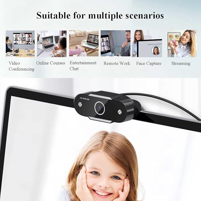 GIZNXBA Streaming Webcam with Microphone for Pc Wide-Angle Lens Autofocus Plug &amp Play USB Webcam for Laptop Desktop Streaming(2K)