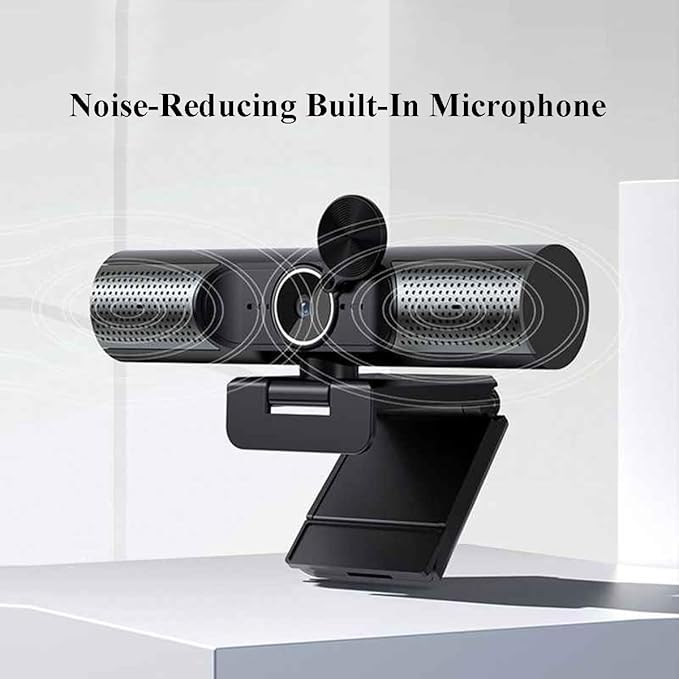 GIZNXBA Webcam with Microphone &amp Privacy Cover for PC/Laptop USB Computer Camera Plug &amp Play with Auto Light Correction Wide-Angle Lens for Streaming &amp Online Meetings(4k)