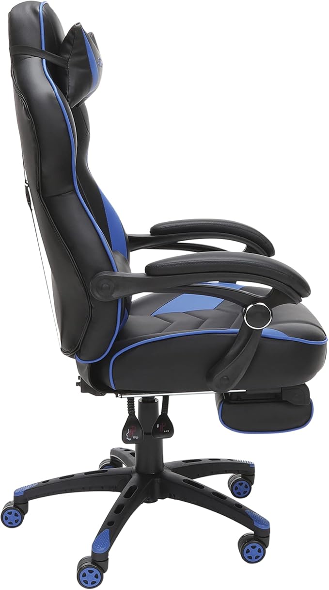 RESPAWN 110 Ergonomic Gaming Chair with Footrest Recliner - Racing Style High Back PC Computer Desk Office Chair - 360 Swivel Adjustable Lumbar Support Headrest Pillow Padded Armrests - 2019 Blue