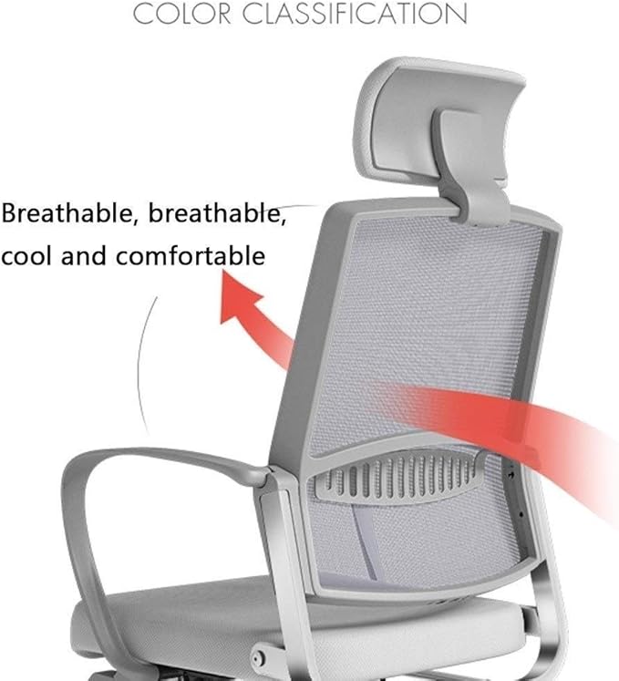 Office Chair Gaming Chair Computer Chair Chairs Height Adjustable Seat Breathable Mesh Back - Soft Foam Seat Cushion with Footrest(Color : Gray Size : 114.5 * 68cm)