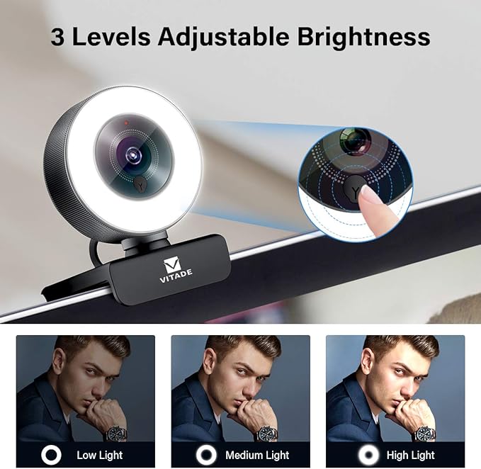 Streaming Webcam 1080P 960A HD Web Camera USB Web Cam for Gaming Conferencing Video Chatting Mac Windows Desktop Computer Laptop Wide Angle Webcam with Ring Light &amp Microphone &amp Tripod
