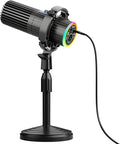 BASN USB/XLR Dynamic Microphone Live Streaming Gaming Recording with Three-in-One Mute ButtonRGB Lighting and MIC Stand for PC (Gray) SL2000