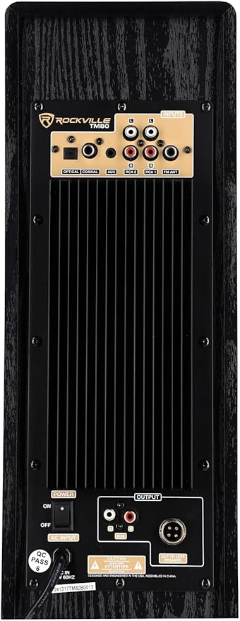 Rockville TM80B Powered Home Theater Tower Speaker System Black 800W 8 Subwoofers Bluetooth USB/SD Playback FM Radio Remote Control Karaoke Ready Perfect for Home Entertainment