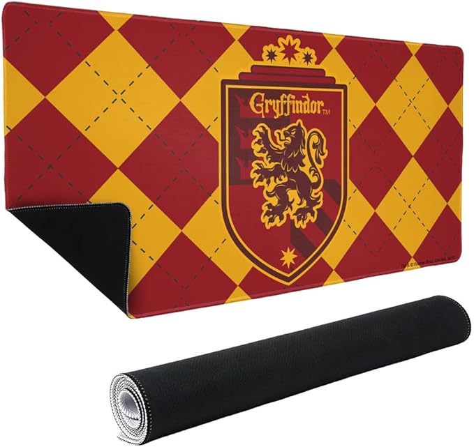 Harry Potter Gryffindor Plaid Sigil Large Gaming Mouse Pad Desk Mat with Stitched Edges Non-Slip Base for Gamer Home and Office 31.5 x 15.7