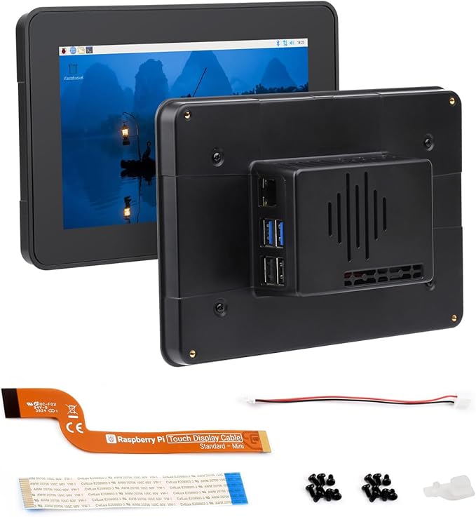 Waveshare Official 7inch Capacitive Touch Display Compatible with Raspberry Pi 720 × 1280 IPS DSI Interface 5-Point Touch Comes with Protective Case