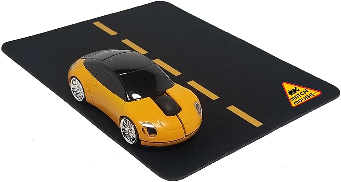 Wireless Car Mouse + Car Mousepad Combo – 2.4GHz Optical Wireless Mouse Cute Novelty Gift for All Ages Ergonomic Design USB Receiver Working Headlights (Pink)