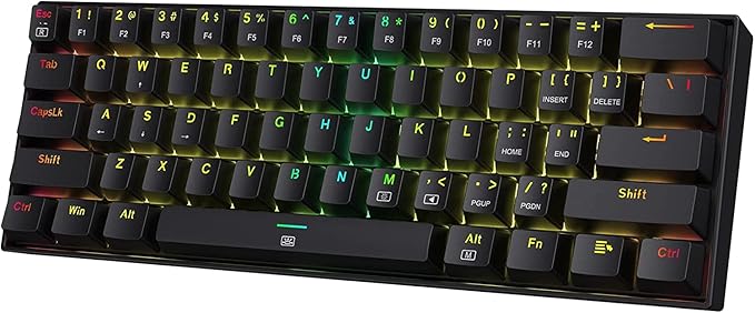 Redragon K630 Dragonborn 60% Wired RGB Gaming Keyboard 61 Keys Compact Mechanical Keyboard with Tactile Brown Switch Pro Driver Support Black