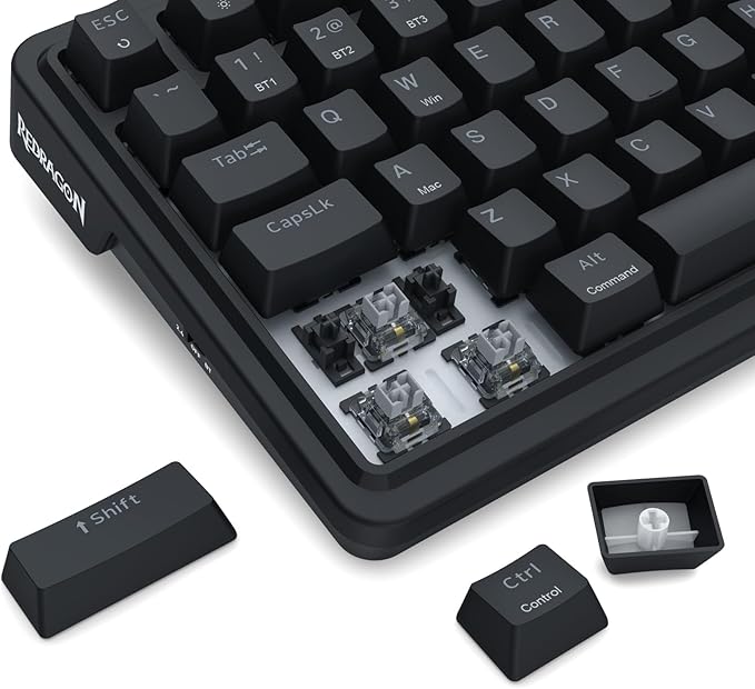 Redragon K719 Wireless Gasket Gaming Keyboard w/Hype Screen &amp Knob 95 Keys Mechanical Keyboard Easy-Control 1.14’’ TFT Info Display 5-Layer Noise Dampening Custom Linear Switch Essential Blac