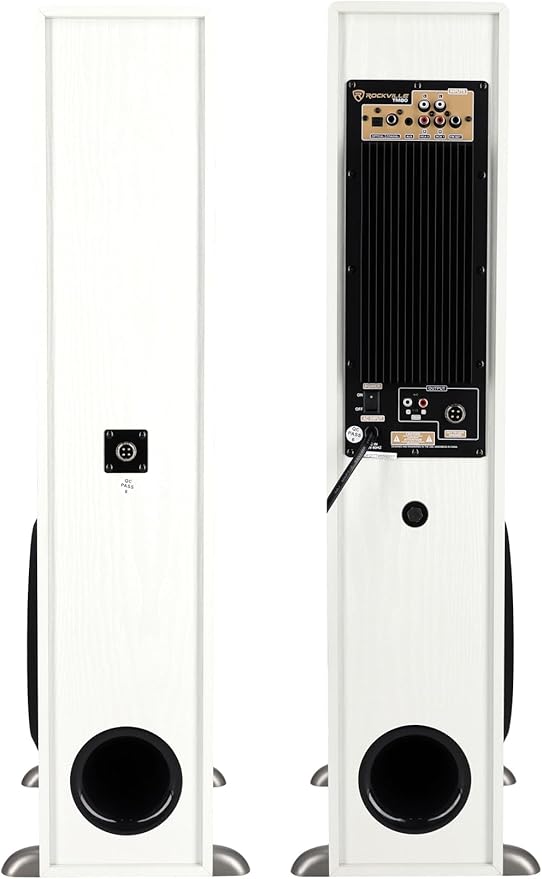 Rockville TM80W Powered Home Theater Tower Speaker System White 800W 8 Subwoofers Bluetooth USB/SD Playback FM Radio Remote Control Karaoke Ready Perfect for Home Entertainment