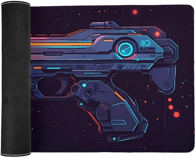Black Handgun Mouse Pad Large Desk Mat Extended Keyboard Mouse Pad with Non-Slip Base and Stitched Edge Mouse Mat Desk Pad 36x16 Mouse Pads for Desk Home Office Gaming