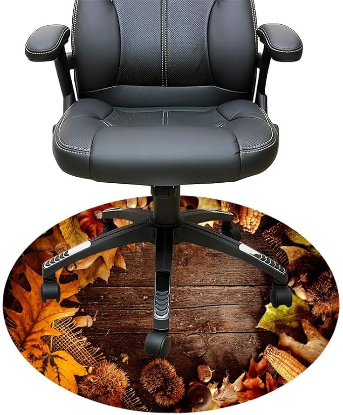 Thanksgiving Autumn Background Round Office Chair Mat Desk Chair Mat for Carpeted Floors Easy Chair Rolling Floor Mats Wood/Tile Protection Mat for Office &amp Home 36