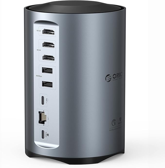 ORICO USB-C Triple Monitor Docking Station with 3 HDMI Ports 15-in-1 USB C Laptop Dock for MacBook Pro M1/M2/Windows 7 USB Ports Ethernet100W PD SD/TF Card Reader 3.5mm Audio (Grey)